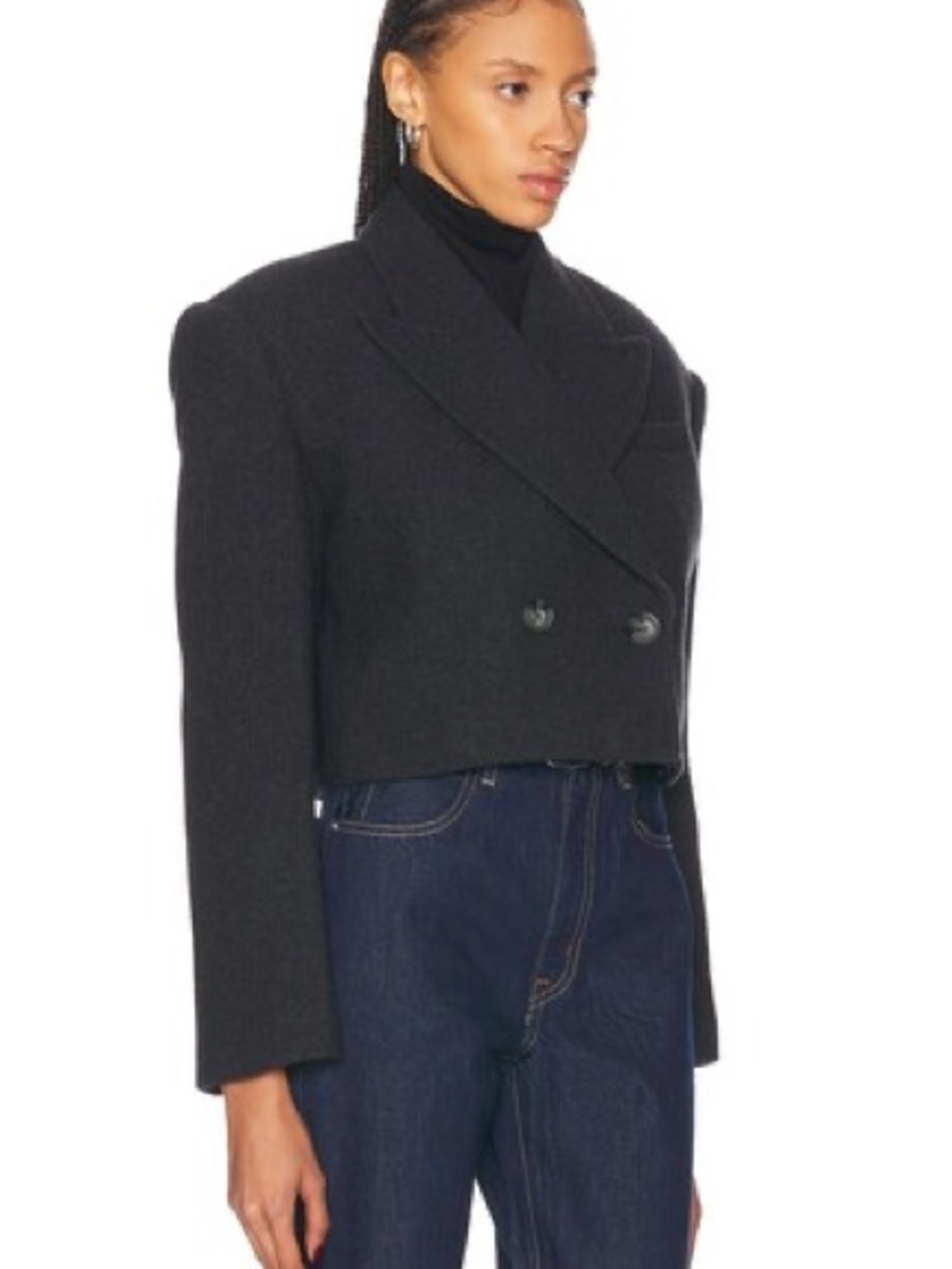 GRLFRND x Emily Jemma The Short Coat in Dark Grey from REVOLVE - Picture 2 of 12